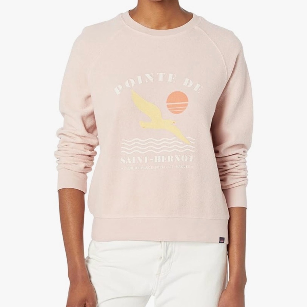 Faherty women’s beach fleece peach crewneckSweatshirt size small EUC